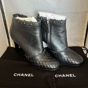 CHANEL Black Quilted Ankle Boots